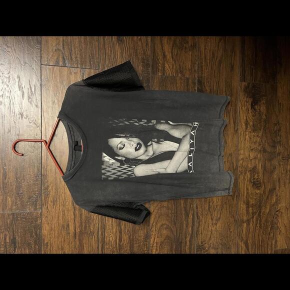 Vintage Aaliyah Shirt Mesh Sleeves / Inside Out Topshop - 4 - Picture 1 of 4